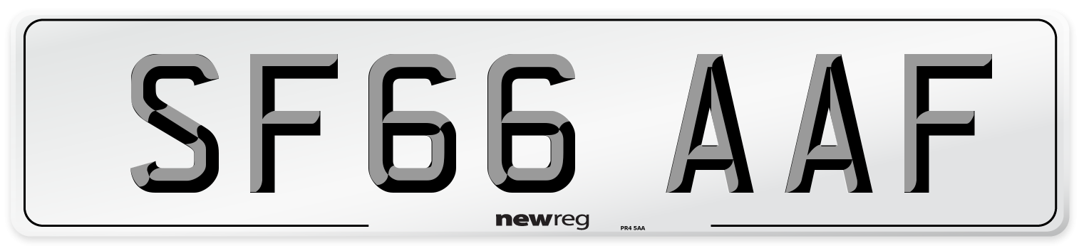 SF66 AAF Number Plate from New Reg